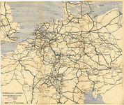 841422 Kaart van het spoorwegnet van een gedeelte van Europa.